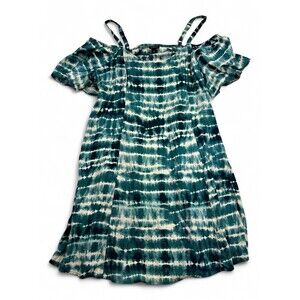 Torrid Plus Size 18 Teal Tie-Dye Cold Shoulder Dress
